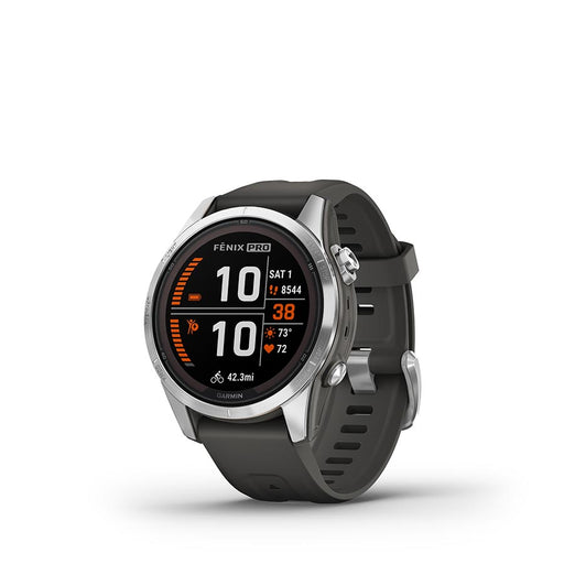 Garmin, fenix 7S Pro Solar, Glass, Watch, Watch Color: Silver/ Grey, Wristband: Graphite - Silicone