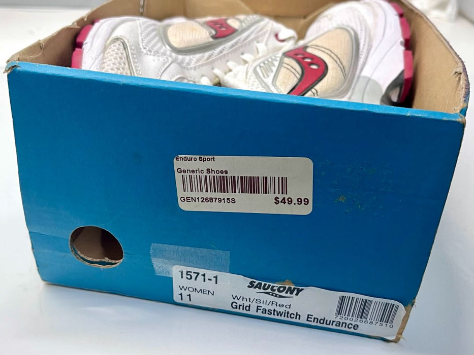 *Saucony Grid Fastwitch Endurance Women's Running Shoe White/Silver/Red size 11