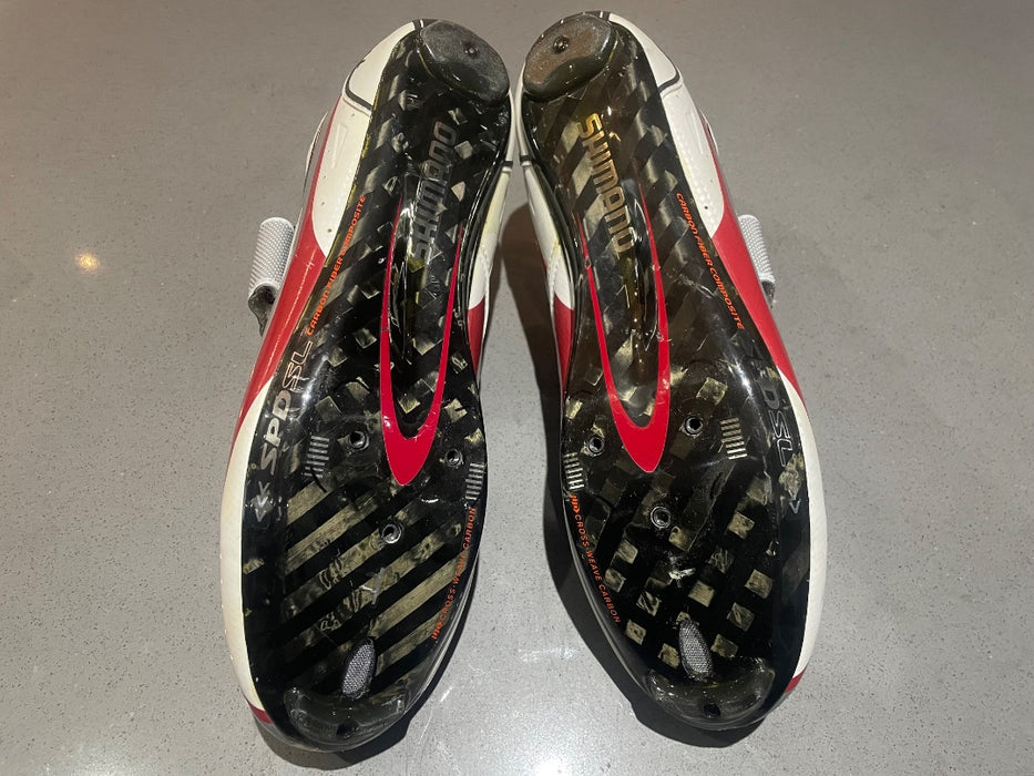 *Shimano TR-70 Men's Road Cycling Shoe Wht/Red 45.5