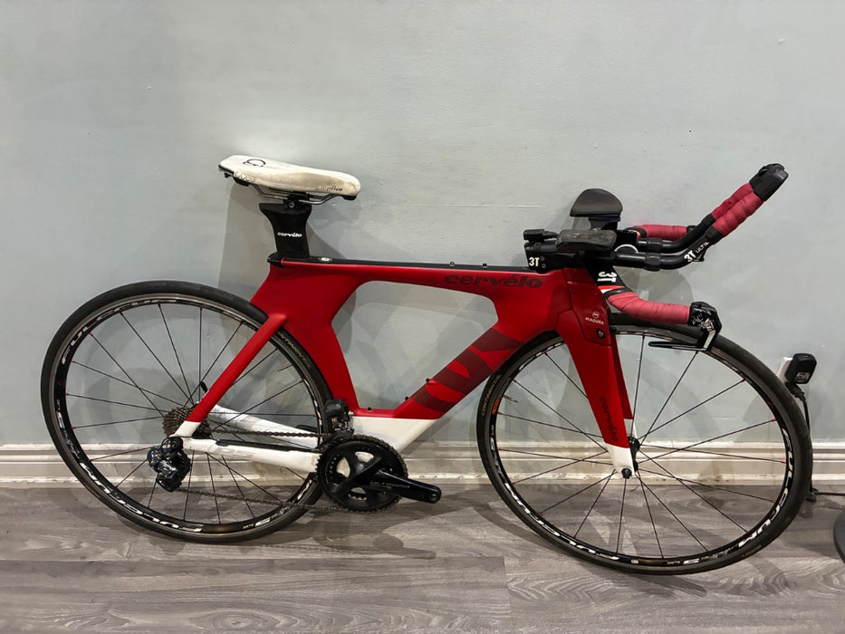 *Cervelo P5-6 Ultegra 11sp Di2 Carbon Rim Brake Tri Bike Red/Wht 51cm
