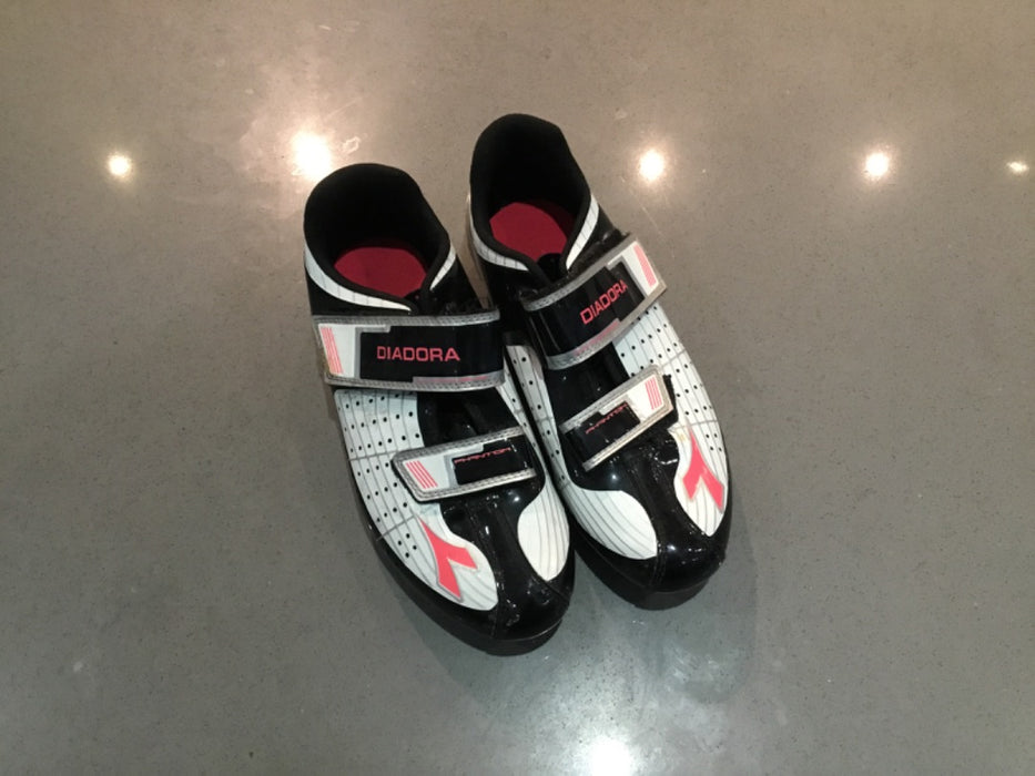 Diadora Women's Road Cycling Shoes Blk/Wht/Pnk 39