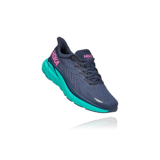  HOKA ONE ONE Clifton 8 Womens Shoes Size 10, Color: Blue  Graphite/Ibis Rose